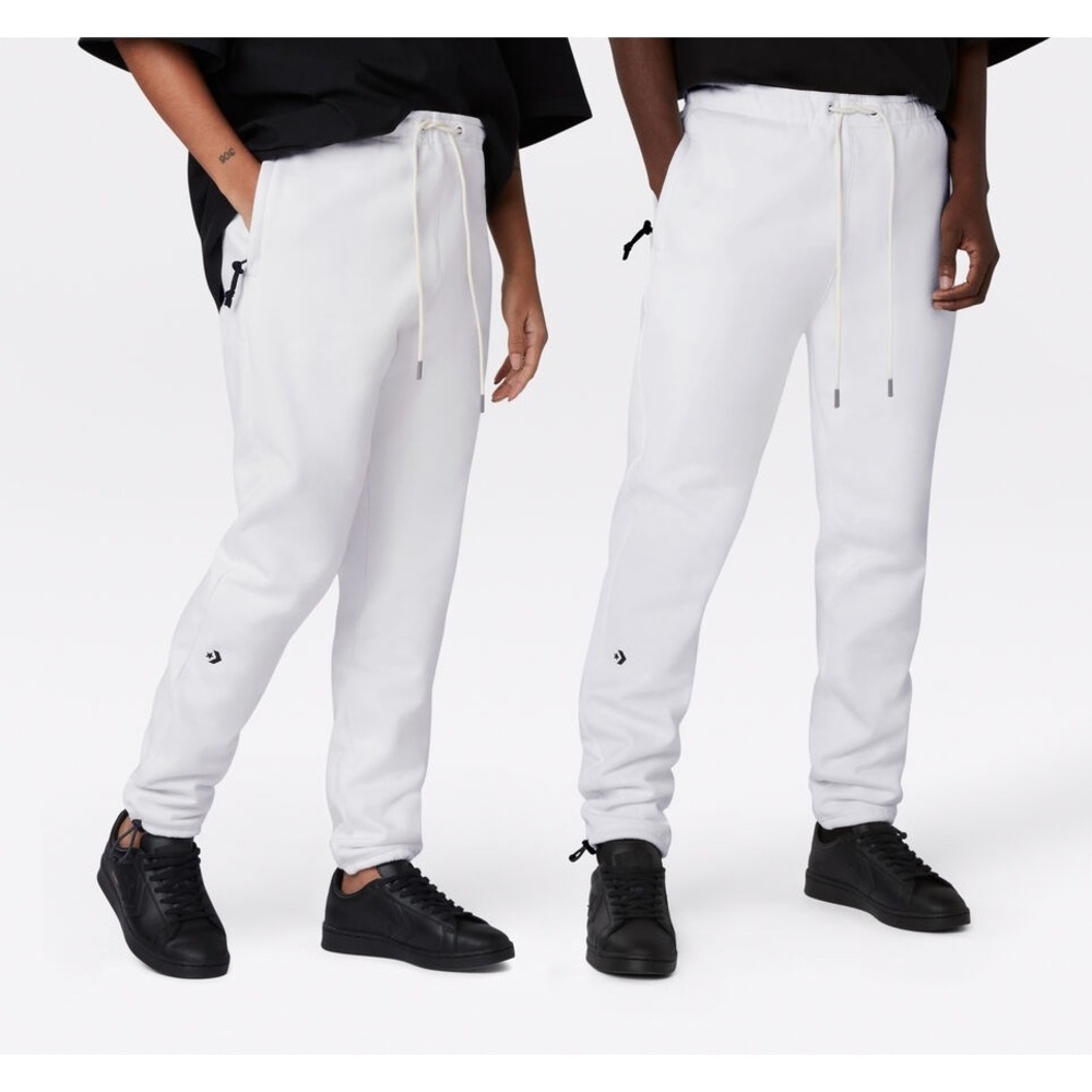 Converse Dagger White Pants Mens Large Zipper Pockets Bungee Cuffs Sweatpants